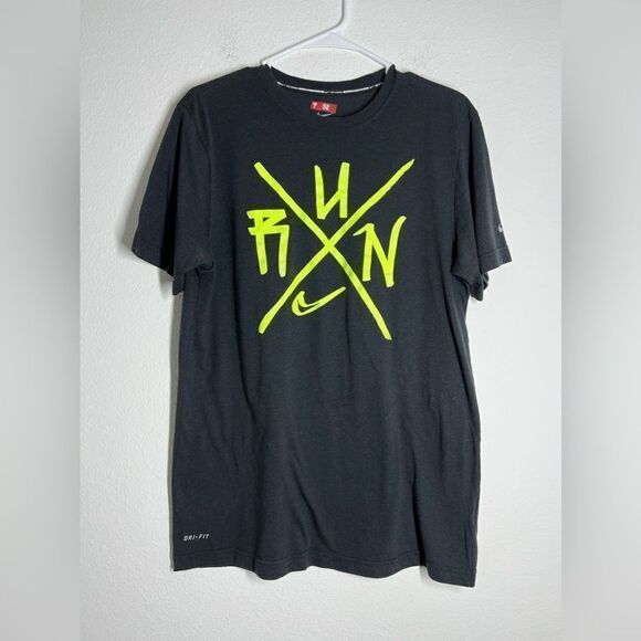 Nike Tshirt Black Men Faded Run Dri Fit Size M - Picture 1 of 6